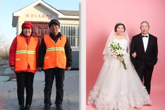 一场门店里特殊的婚礼,圆了环卫工夫妇多年的“婚纱梦”
